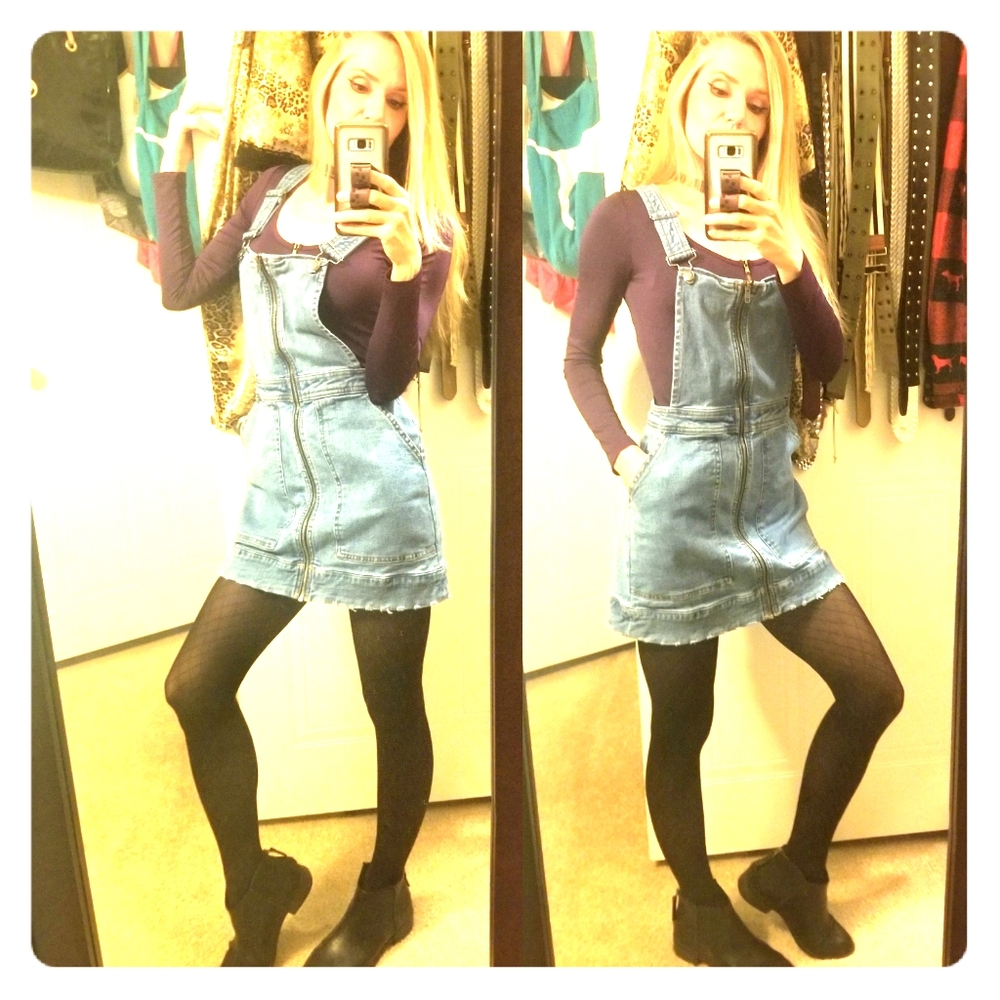 Jean skirt overalls